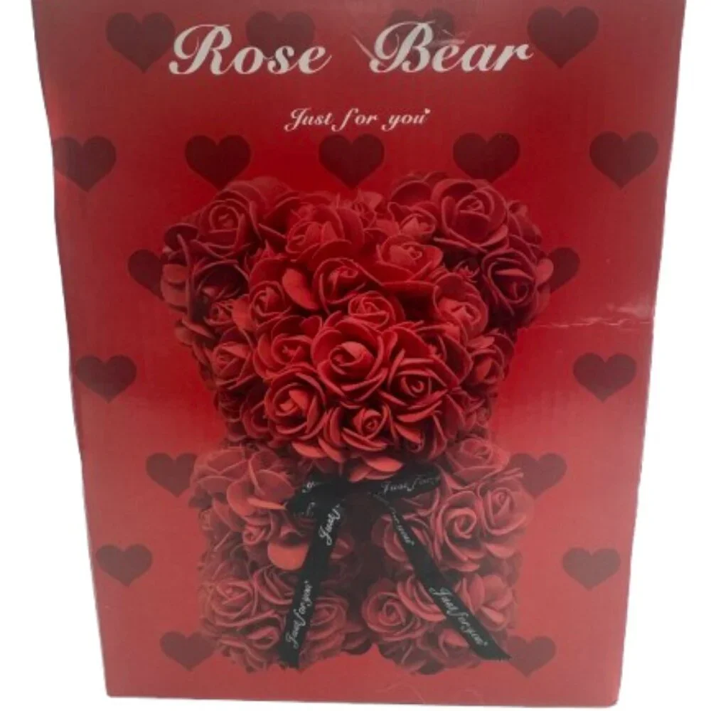 NIB Rose Bear Just for You White with Red Ribbon